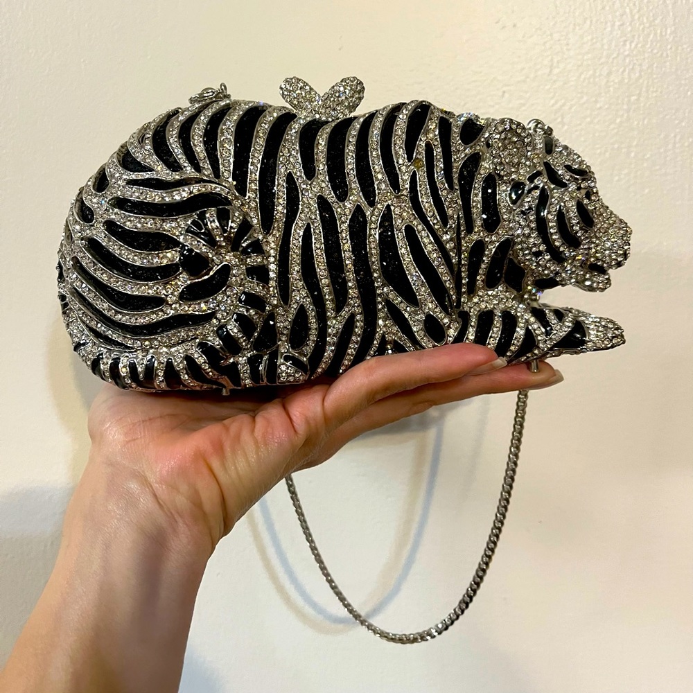 Rhinestone Tiger Clutch Gem